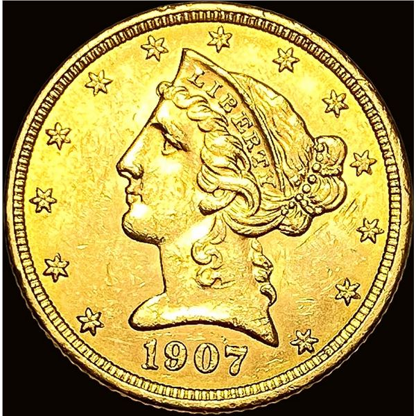 1907 Liberty Head Half Eagle $5 Gold UNCIRCULATED