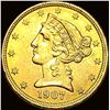 Image 1 : 1907 Liberty Head Half Eagle $5 Gold UNCIRCULATED