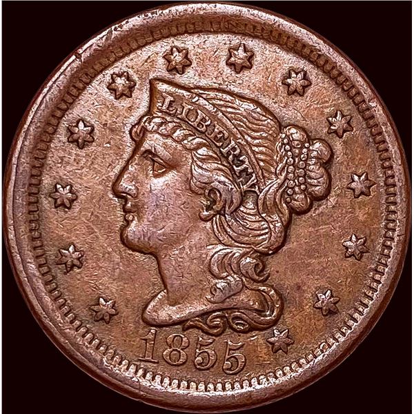 1855 Braided Hair Large Cent CLOSELY UNCIRCULATED