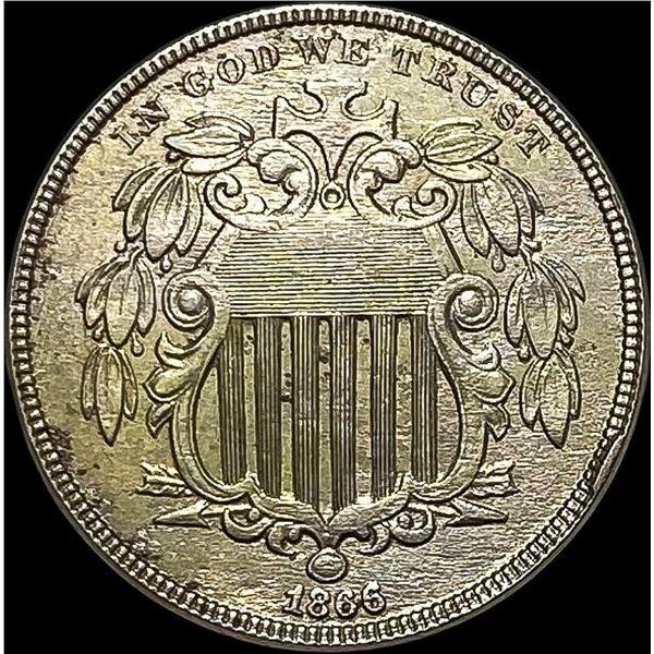 1866 Rays Shield Nickel CHOICE AU