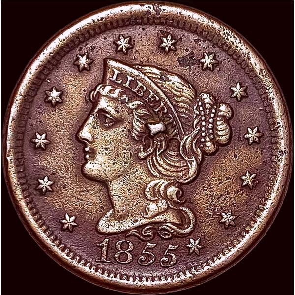1855 Braided Hair Large Cent CLOSELY UNCIRCULATED