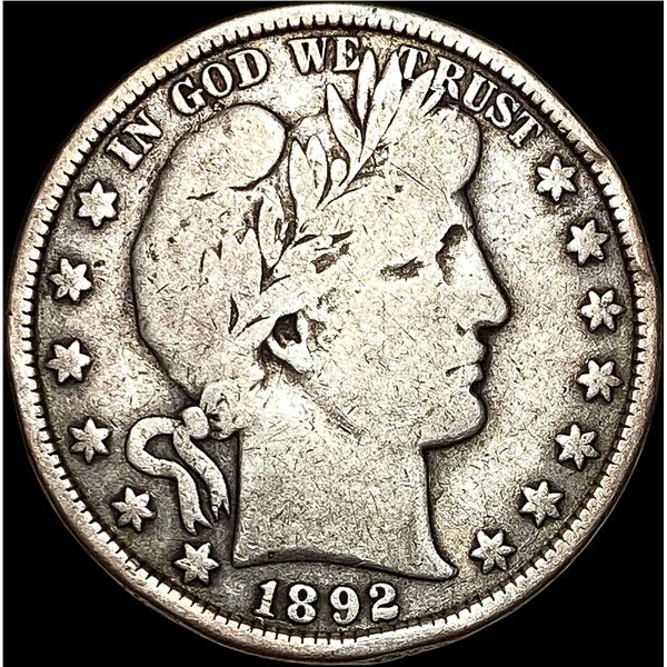 1892 Silver Barber Half Dollar NICELY CIRCULATED