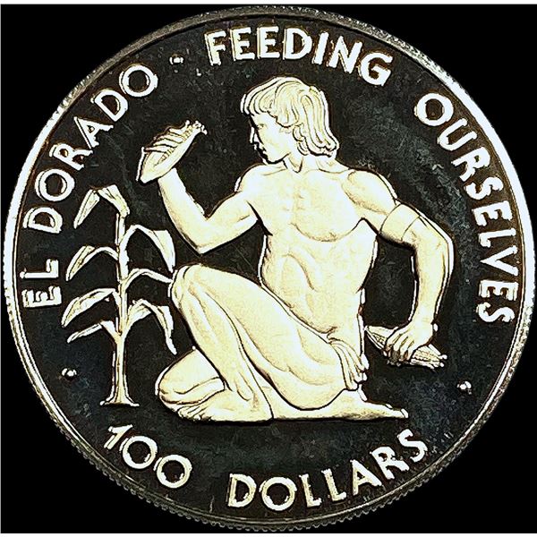 1977 Guyana Silver 100 Dollars Proof GEM PROOF