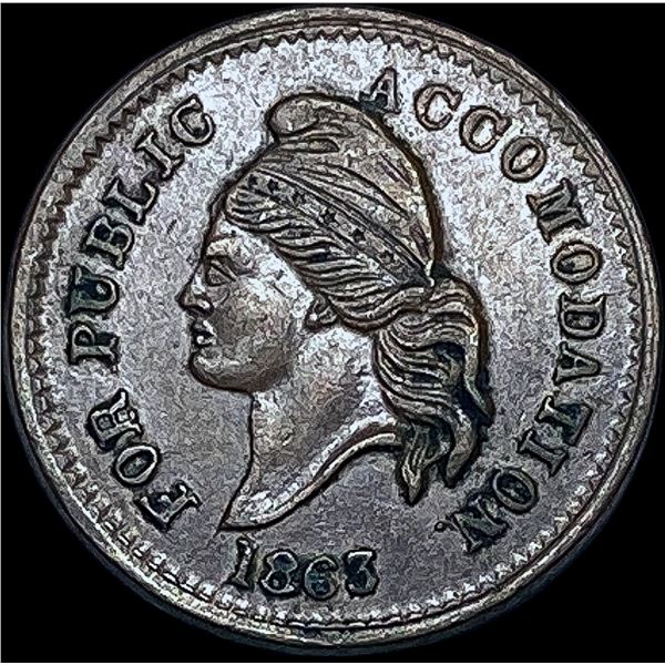 1863 Civil War Token-"Public Accommodation" CHOICE AU