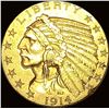 Image 1 : 1914 Indian Head Half Eagle $5 Gold CLOSELY UNCIRCULATED