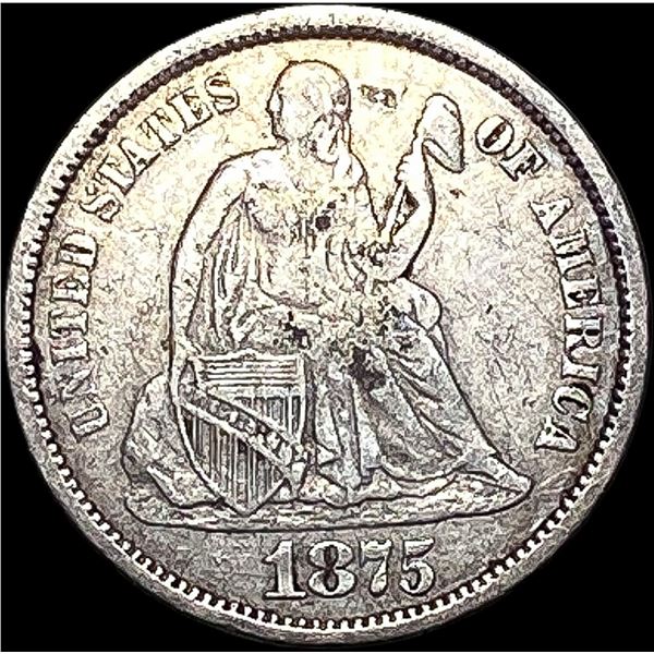 1875-CC Seated Liberty Dime NEARLY UNCIRCULATED