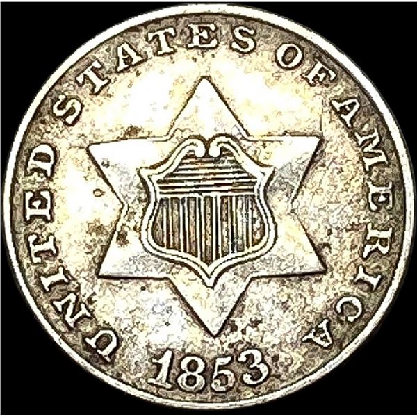 1853 Silver Three-Cent Piece NEARLY UNCIRCULATED