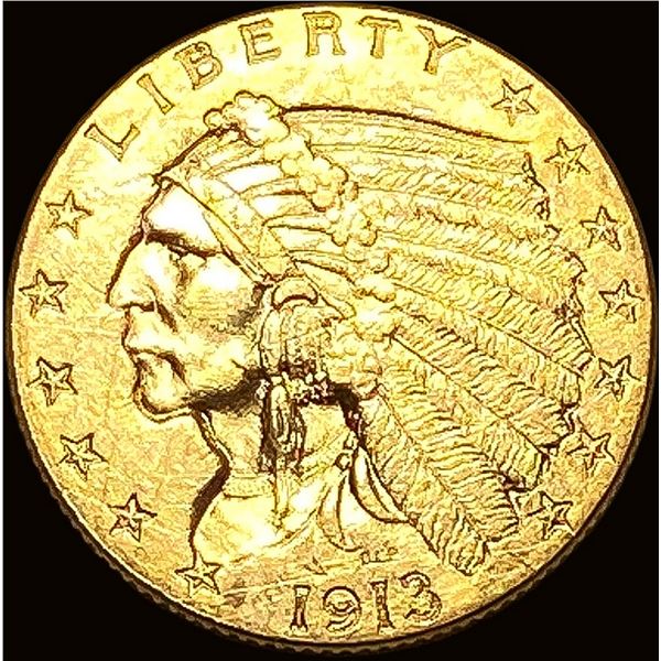 1913 Indian Head Gold $2.50 Quarter Eagle CLOSELY UNCIRCULATED