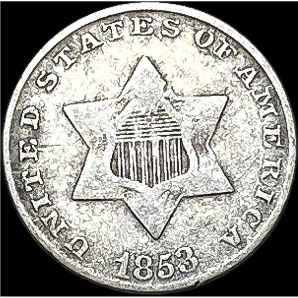 1853 Silver Three-Cent Piece NICELY CIRCULATED