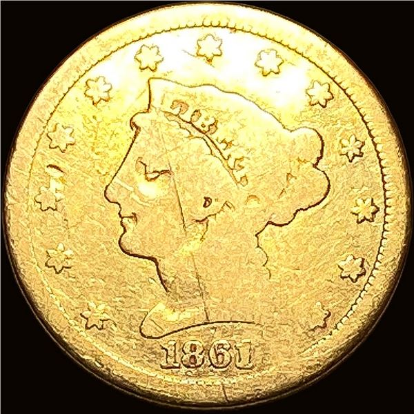 1861-S Gold $2.50 Liberty Head Quarter Eagle NICELY CIRCULATED