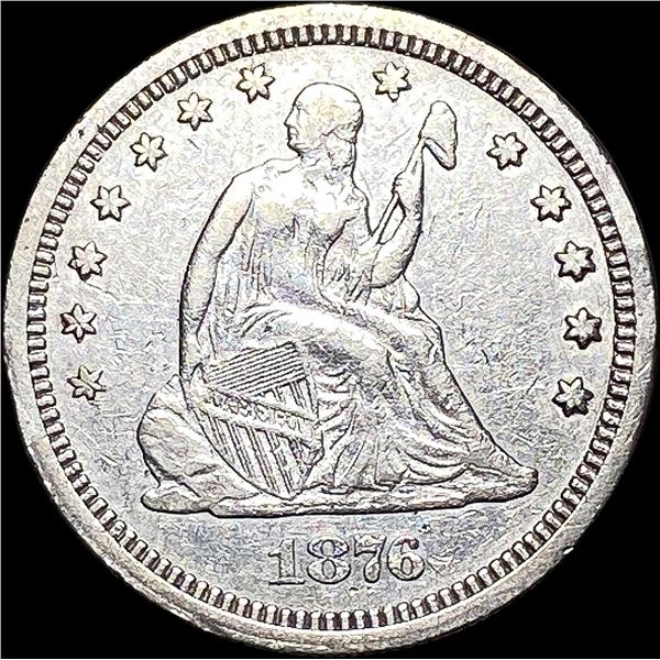 1876-CC Seated Liberty Quarter Dollar NEARLY UNCIRCULATED
