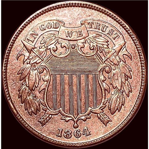 1864 Red Two Cent Piece UNCIRCULATED