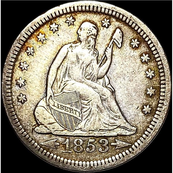 1853 Arrows/Rays Seated Liberty Quarter ABOUT UNCIRCULATED
