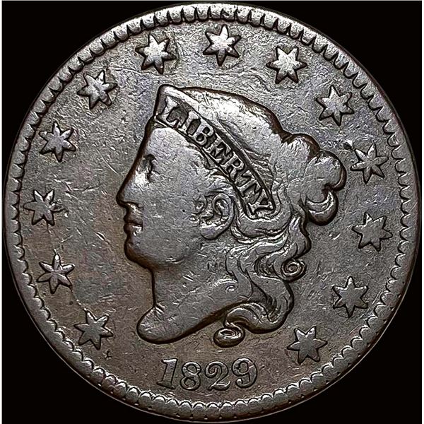 1829 Med. Letters Coronet Head Large Cent LIGHTLY CIRCULATED