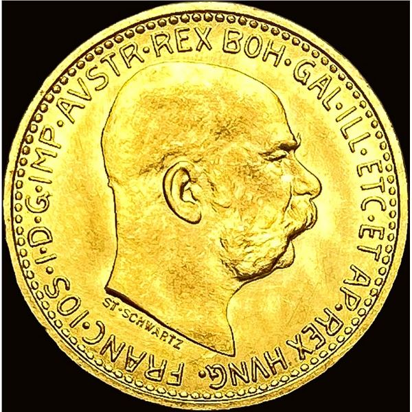 1912 .1296oz Gold 10 Corona Austria UNCIRCULATED