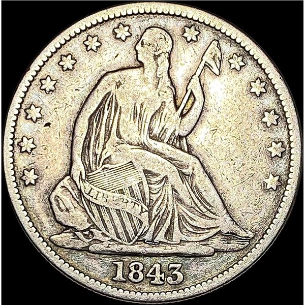 1843 Seated Liberty Half Dollar LIGHTLY CIRCULATED