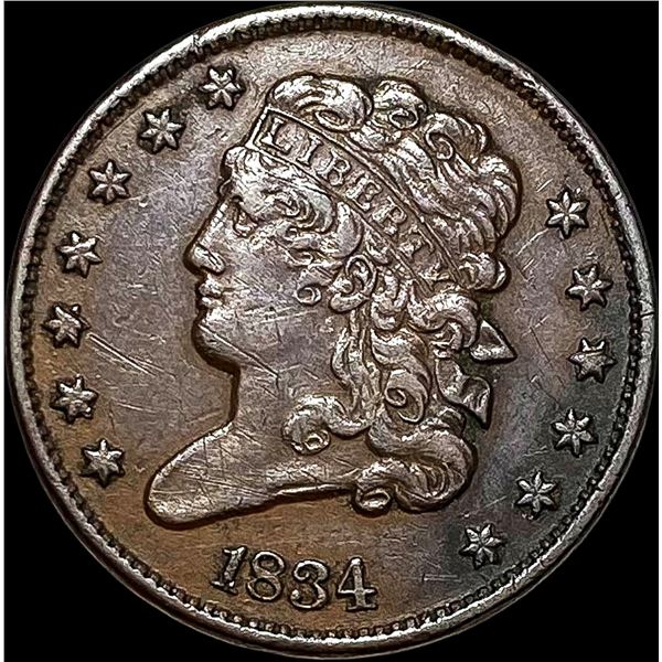 1834 Classic Head Half Cent NEARLY UNCIRCULATED