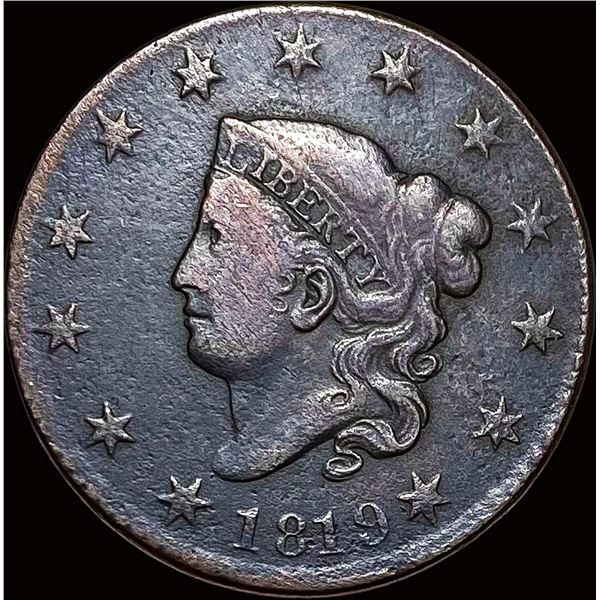 1819 Sm. Date Coronet Head Large Cent NICELY CIRCULATED