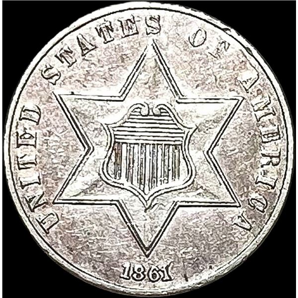 1861 Silver Three-Cent Piece CLOSELY UNCIRCULATED