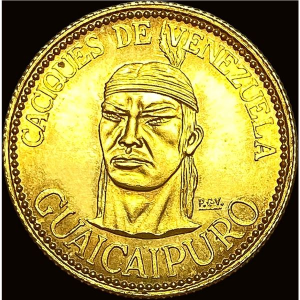 1957 Venezuela 6g Gold Caciques Guaicaipuro UNCIRCULATED