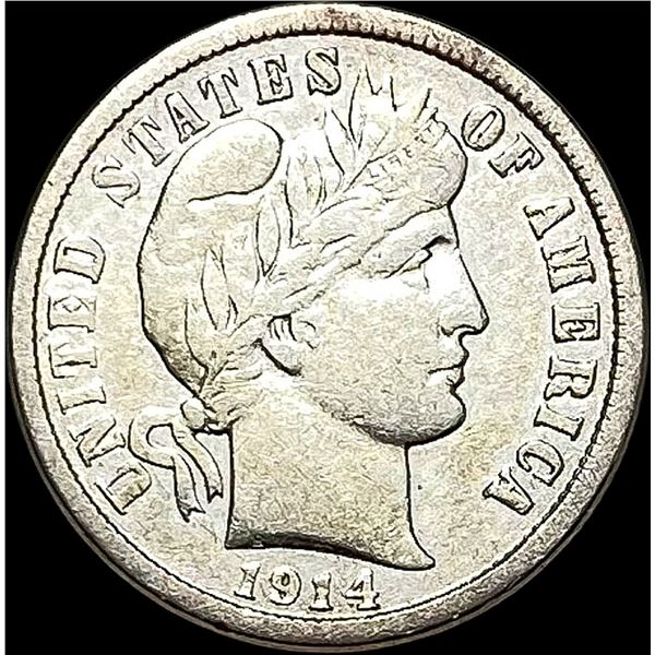 1914-D Silver Barber Dime NEARLY UNCIRCULATED