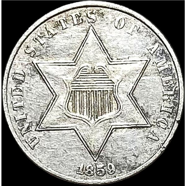 1859 Silver Three-Cent Piece CLOSELY UNCIRCULATED