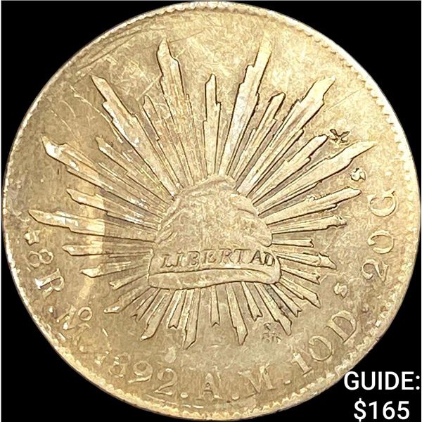 1892Mo AM Mexico Silver 8 Reales NEARLY UNCIRCULATED