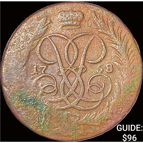 1768 Russia Copper 5 Kopecks NEARLY UNCIRCULATED