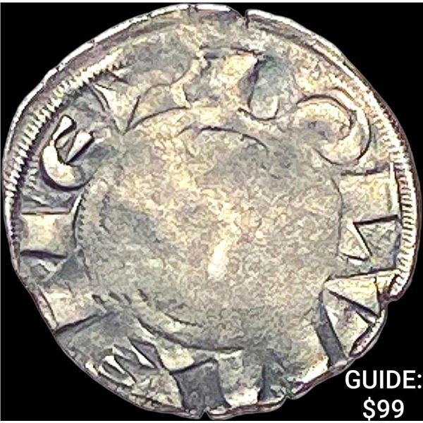 1191-1227 French Feudal Silver Denier-Renaud LIGHTLY CIRCULATED