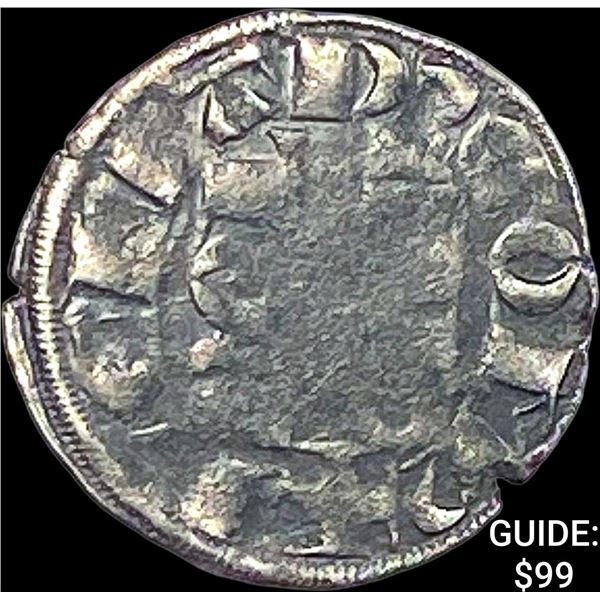 French Feudal Silver Denier-Renaud ABOUT UNCIRCULATED