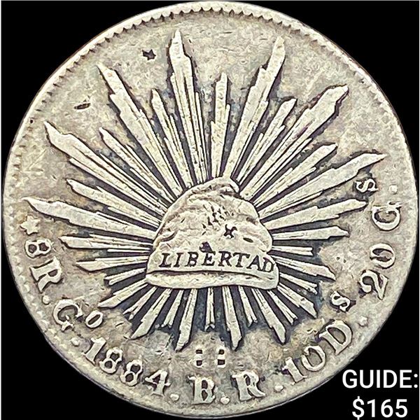 1884 Go BR Mexico Silver 8 Reales NEARLY UNCIRCULATED
