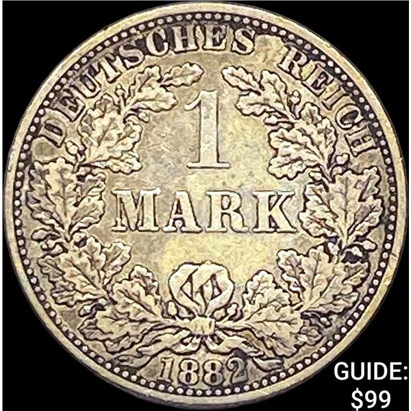 1882-A Germany Siler 1 Reichsmark NEARLY UNCIRCULATED