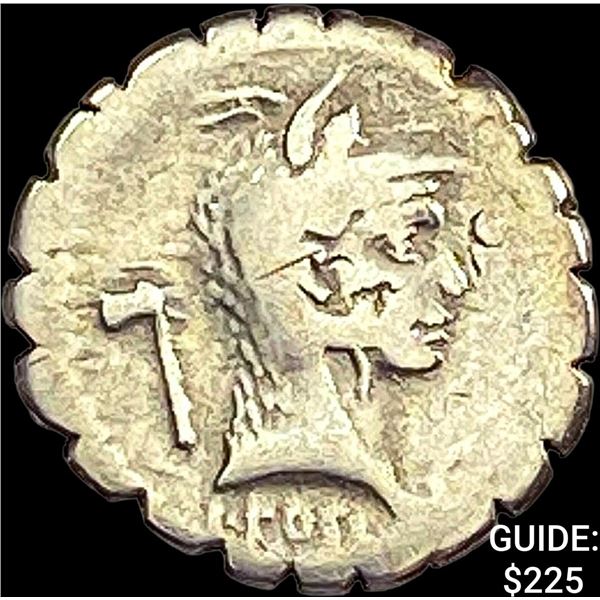 Roman L. Roscius Fabatus 64 BC Silver Denarius NEARLY UNCIRCULATED
