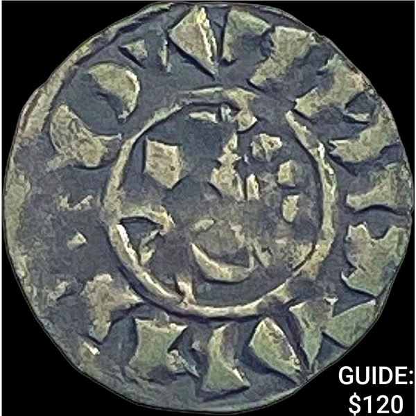 1138 French Feudal Silver Denier-Renaud ABOUT UNCIRCULATED