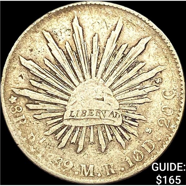 Mexico Chopmarked 8 Reales Cap & Rays NEARLY UNCIRCULATED