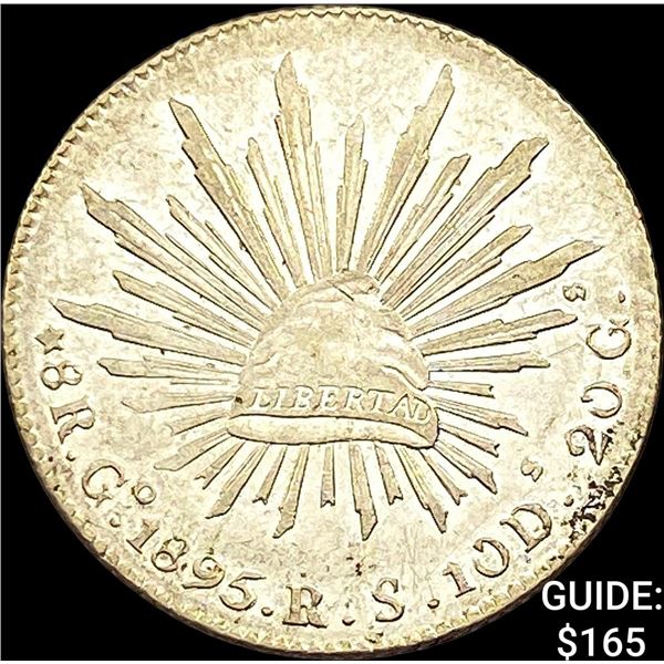 1895 Go RS Mexico Silver 8 Reales Cap & Ray CHOICE AU
