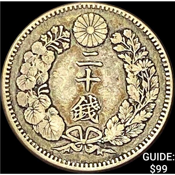 1877-1905 Japan Silver 20 Sen NEARLY UNCIRCULATED