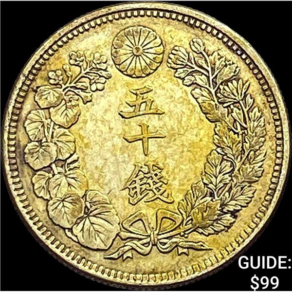 1906-1912 Japan Silver 50 Sen CLOSELY UNCIRCULATED
