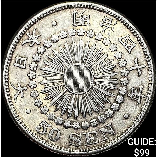 1906-1912 Japan Silver 50 Sen CLOSELY UNCIRCULATED