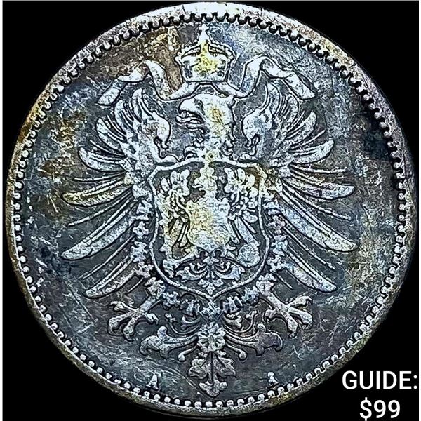 1881-A German Silver 1 Reichsmark NEARLY UNCIRCULATED
