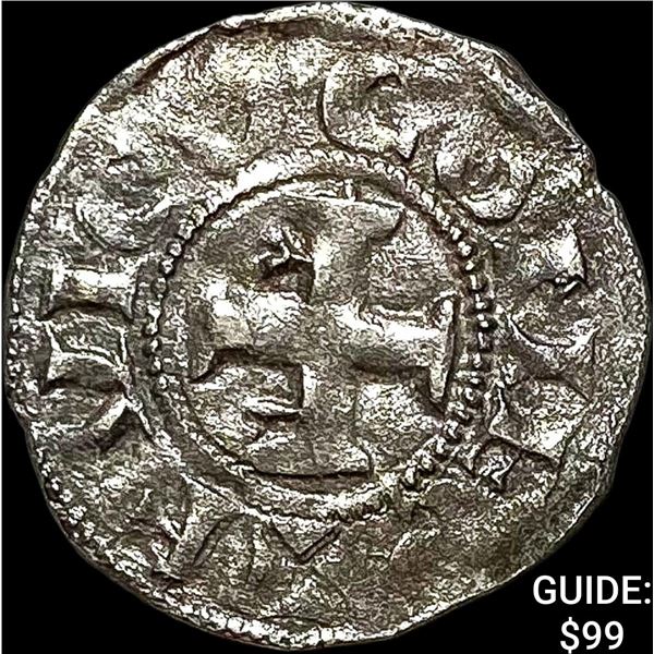 1100s France Crusades Anjou Silver Denier NEARLY UNCIRCULATED