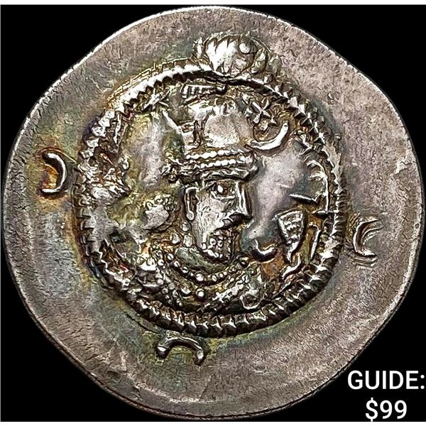 Sasanian Khusro I 531-579 Silver Drachm CLOSELY UNCIRCULATED
