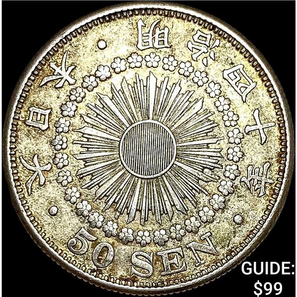 1906-1912 Japan Silver 50 Sen CLOSELY UNCIRCULATED