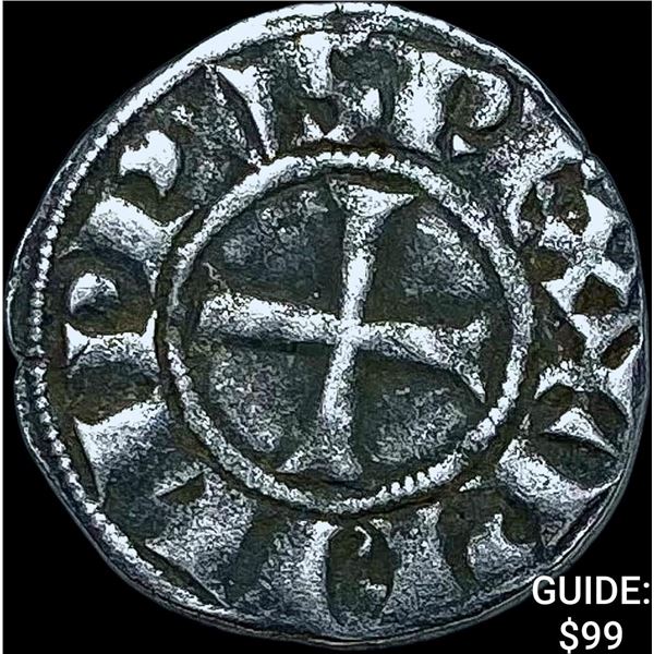 Greece Frankish Silver Denier NEARLY UNCIRCULATED