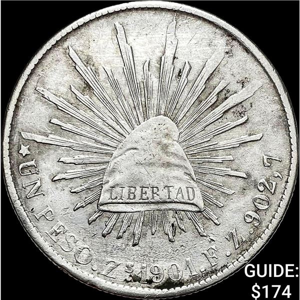 1901Zo FZ Mexico Silver Peso CLOSELY UNCIRCULATED