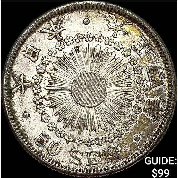 1906-1912 Japan Silver 50 Sen CLOSELY UNCIRCULATED