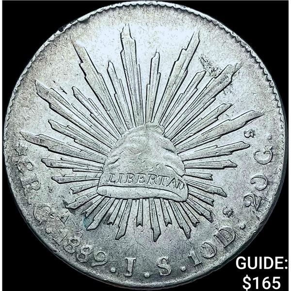 1889Ga DS Mexico Silver 8 Reales Cap and Rays CHOICE AU