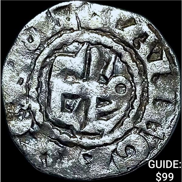 1100s France Crusades Anjou Silver Denier NEARLY UNCIRCULATED