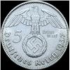 Image 2 : 1937-J Germany Silver 5 Reichsmark CLOSELY UNCIRCULATED