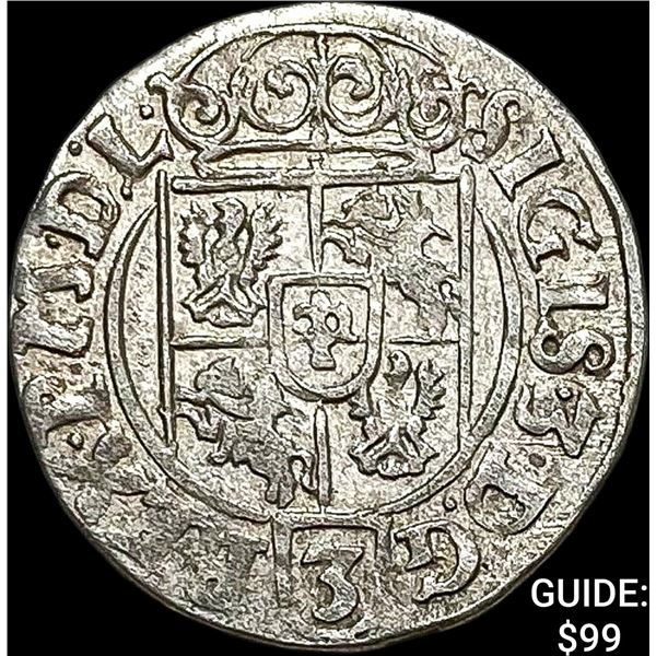 1587-1632 Poland Sigismund III Silver 3 Polker CHOICE AU